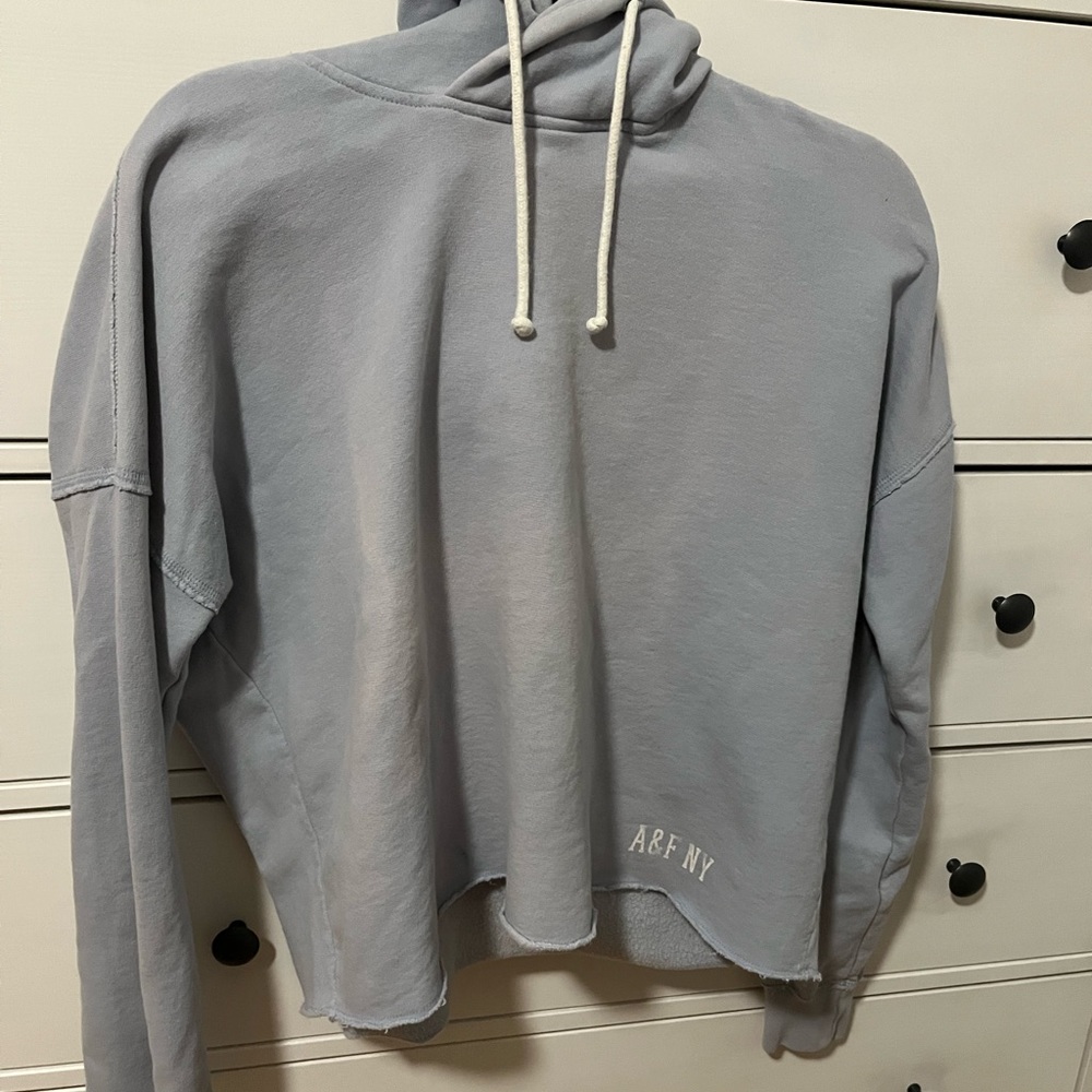 Abercrombie & Fitch Dyed Blue Cutoff Cropped Hoodie - Large